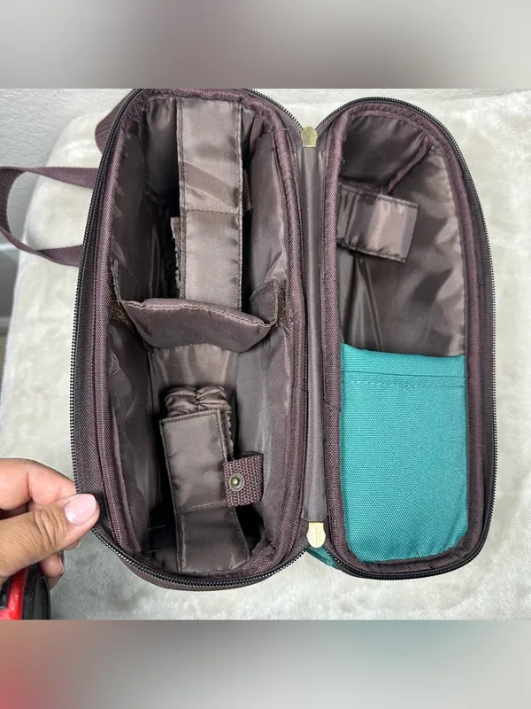 Starbucks Teal and Brown Dual-Zip Crossbody Cooler - Image 5