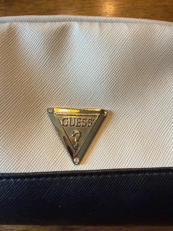 GUESS Beige Black Pouch Bag - Image 2