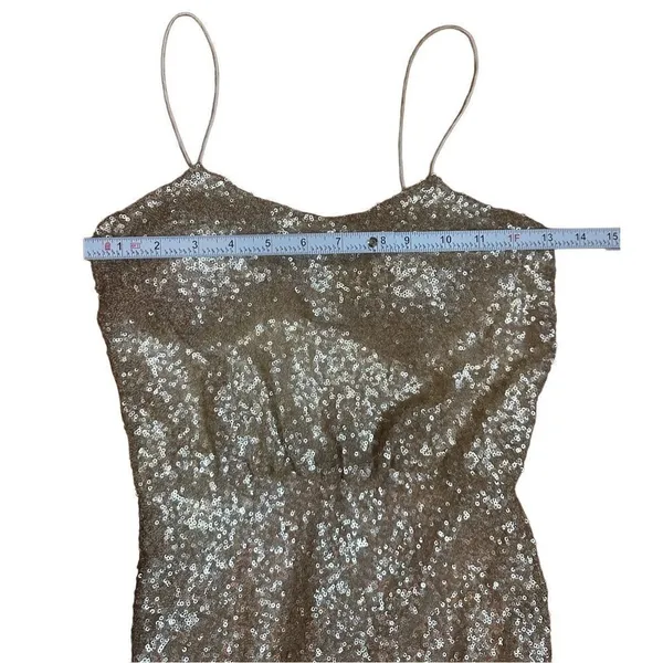 Sorella Vita Dress‎ Gold Sequin Maxi Spaghetti Strap Bridesmaid Party Dress size - Image 11