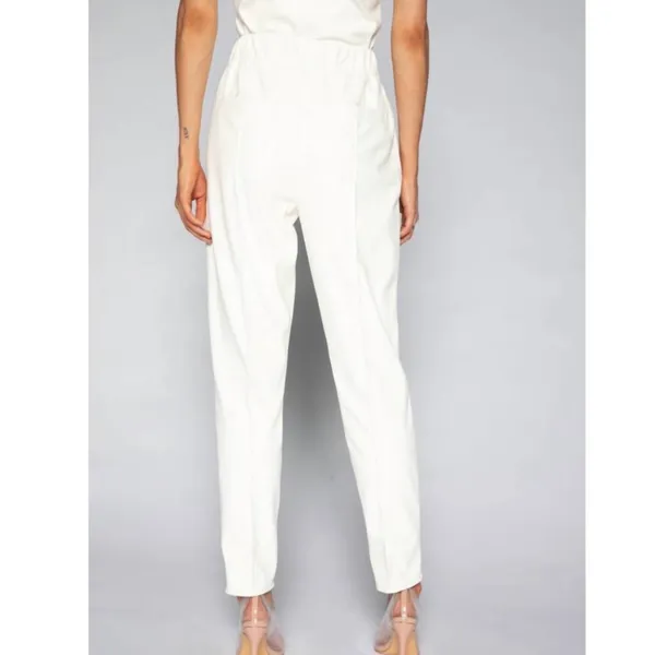 S’EDGE Hilton Pants White Straight‎ Leg Scalloped Hem Pants Medium - Image 5