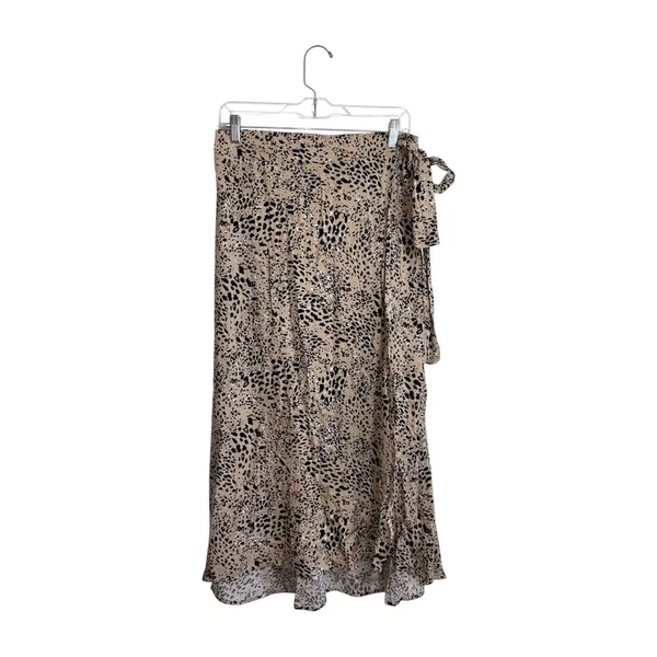 Maurices Animal Print High Rise Faux Wrap Midi Skirt Tan Black - Image 2