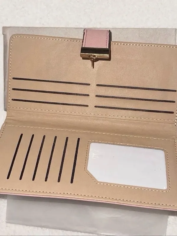 Pink Women's Leaf-Cut Wallet with Gold Accent - Image 4