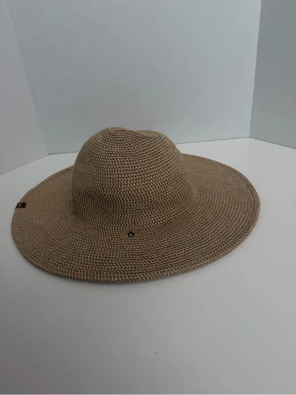 REI Hat Straw Wide Brim Braided Tan Taupe Brown Sun Packable Travel Beach Unisex - Image 6