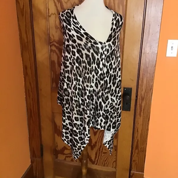 Chico’s Leopard Print Poncho Sweater | Button Front Asymmetrical Top - Image 5