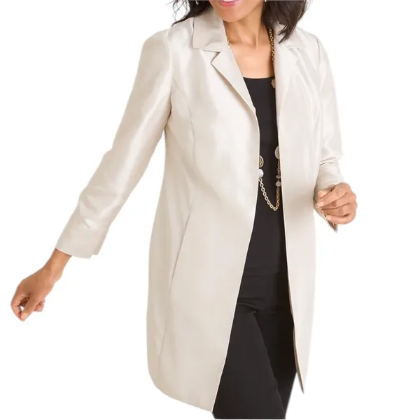 NWT Chico’s Subtle Sheen Topper Jacket Natural Cream Size 3 or XL - Image 2