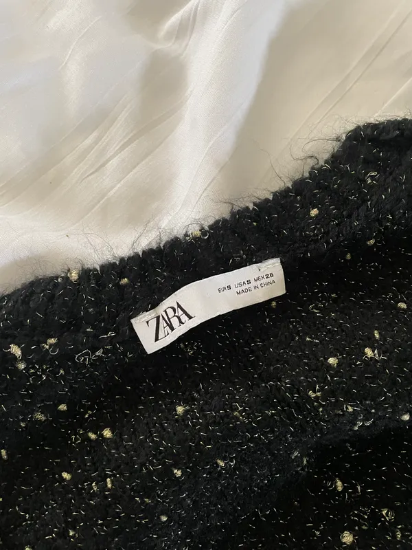 ZARA Metallic Thread Speckled Puffy Sleeve Knit Sweater - Image 4