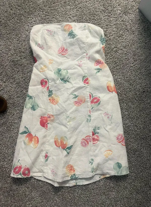 Hollister Fruit Linen-Blend Strapless Mini Dress - Image 3