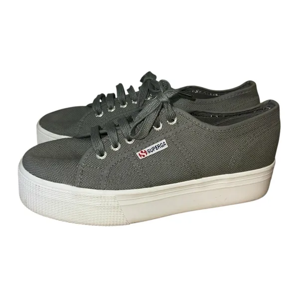 Superga 2790 Platform Sneakers Gray Canvas‎ 8W EU 39 Chunky Sole Casual - Image 2