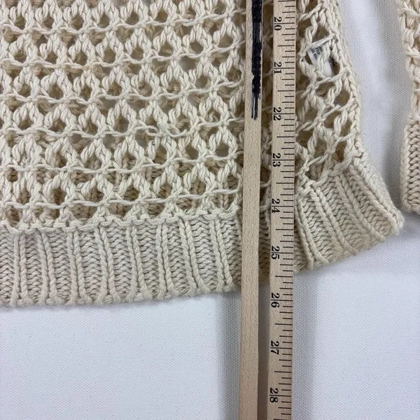American Eagle Womens M Cream Open Knit Crochet Sweater Ramie Fish Net Boho - Image 5