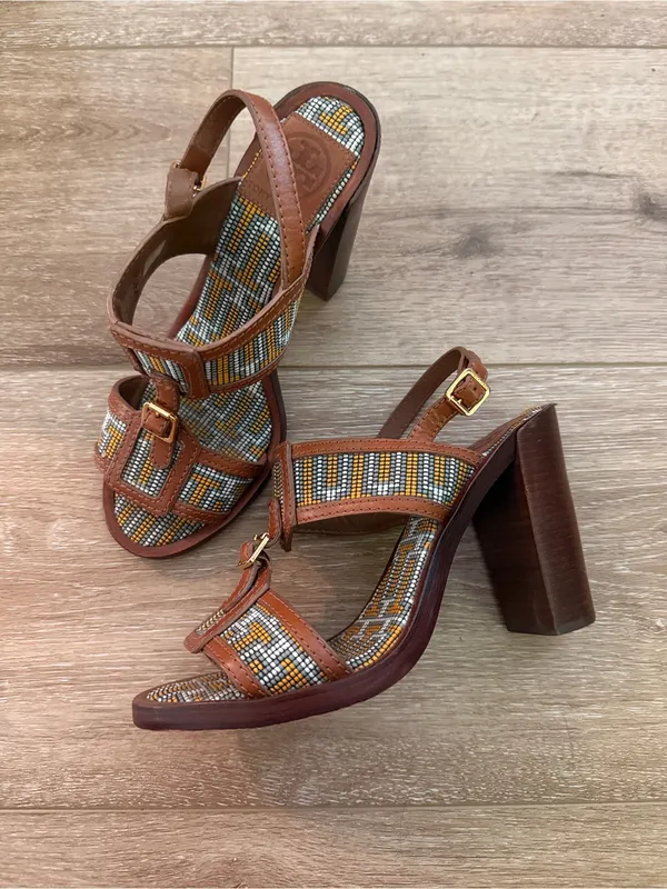 Tory Burch Florian Aztec Block Heel Sandal Size 8 - Image 2