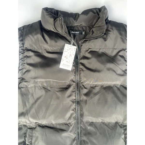 Automet Women's Cropped Puffer Vest Size XL Black Full Zip Pockets - Image 4