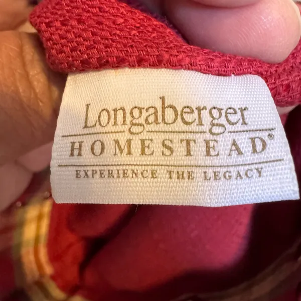 Longaberger Red Plaid Tote Bag Canvas Shoulder Carryall Market Travel Tote Small - Image 6