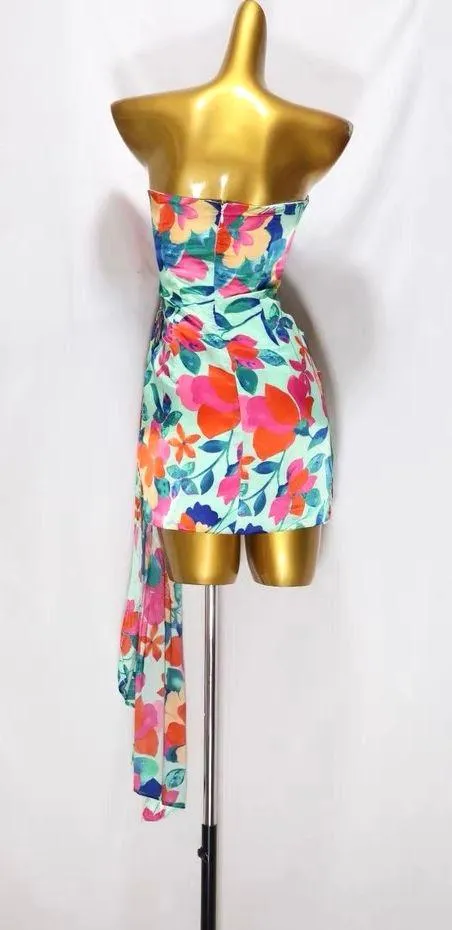 HELLO MOLLY Mint/Pink Happiness Strapless Mini Dress - Image 7