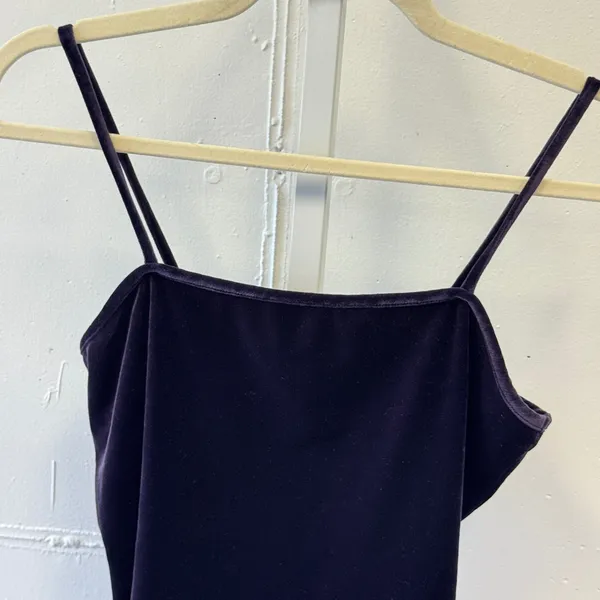 Vintage BCBGMaxAzria Velvet Camisole Purple Spaghetti Strap Tank Top EV1162 Med - Image 3