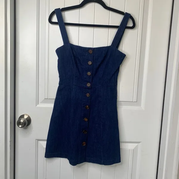 Revolve capulet dark wash denim button front sheath dress size small‎ summer - Image 3