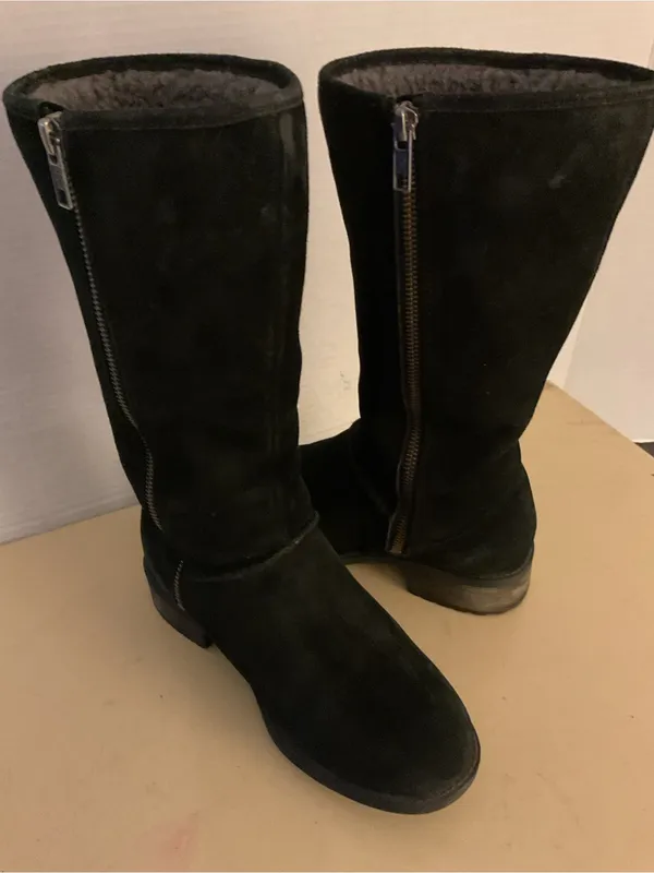 UGG women black suede tall mid calf Linford boots US 6 - Image 3