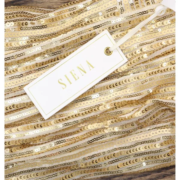 Siena Womens Sequined Spaghetti Strap Sweetheart Neck Midi Dress Gold Yellow 8 - Image 4