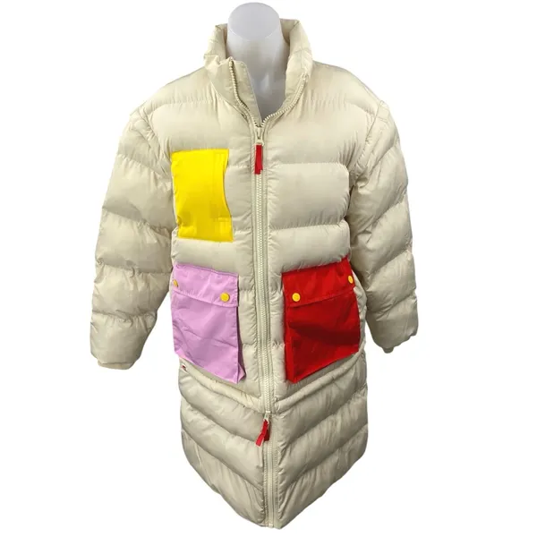 Lego x Target Cream Long Sleeve Colorblock Full Zip Long Quilted Puffer Jacket S - Image 2