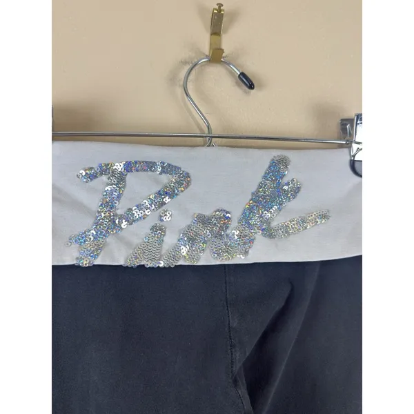 Victoria's Secret PINK Y2K Bling Yoga Leggings Sequin Foldover Waist 2000s S - Image 3