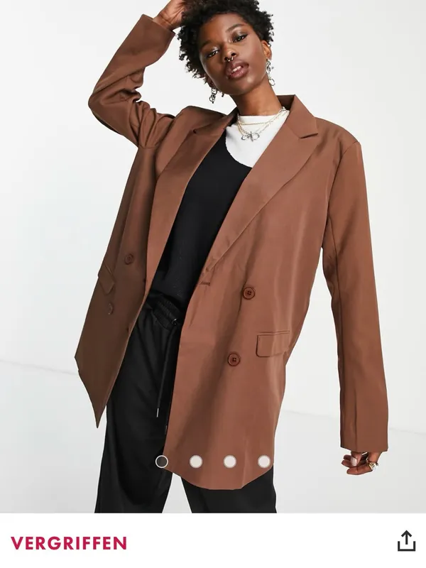 ASOS Heartbreak Brown Oversized Boyfriend Blazer - Image 3