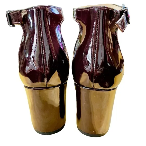 ALEX MARIE PATENT LEATHER ANKLE STRAP HEEL SIZE 9 burgundy color - Image 10