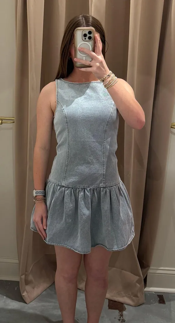 Boutique Denim Dress Blue - Image 3
