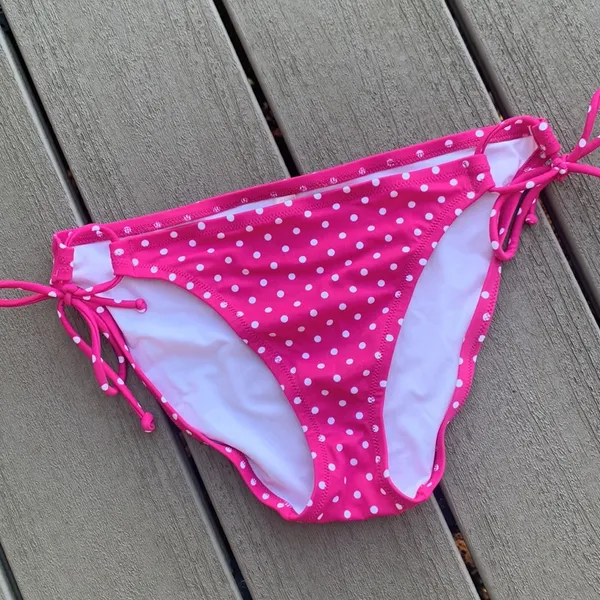 Victoria’s Secret Pink Polka Dot String Bikini Womens M Side Ties - Image 4