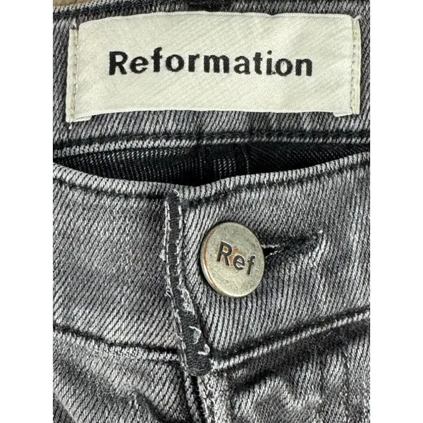 Reformation Selma High & Skinny Jeans Fraser Grey Wash Size 26 Sustainable - Image 2