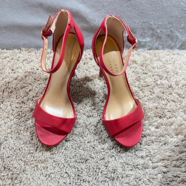 934 | LC Lauren Conrad‎ Ankle Strap Stiletto Heel Sandal Red Womens 5 - Image 3