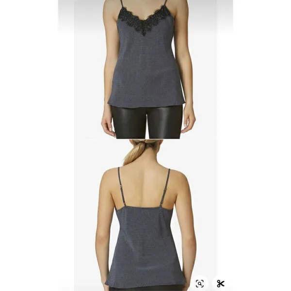 Avec Les Filles Navy Blue‎ Black Polka Dot Lace Camisole Top Medium - Image 6