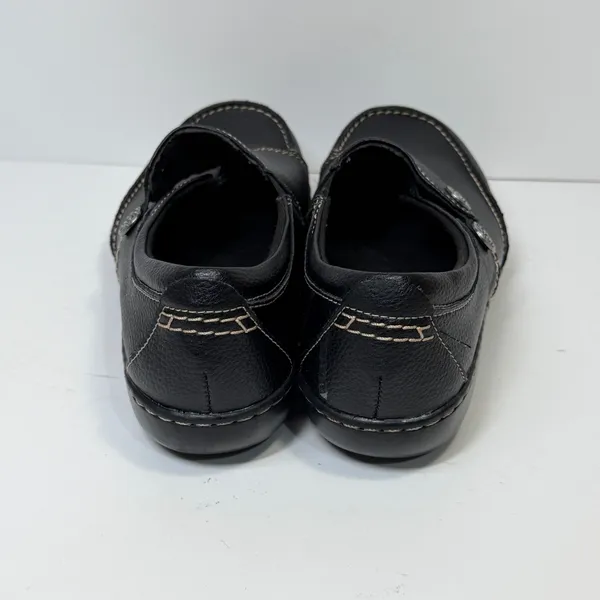Clarks Shoes Women 8W Cheyn Madi Slip On Black Leather Comfort Casual Office - Image 3