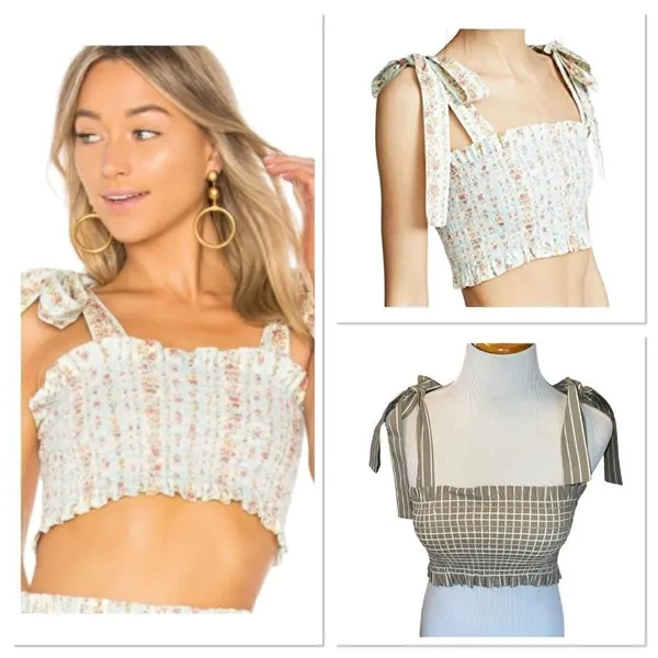 NEW Petersyn x Revolve Nola Striped Sonma Gray Tank Top Women Size XS Smocked‎ - Image 2