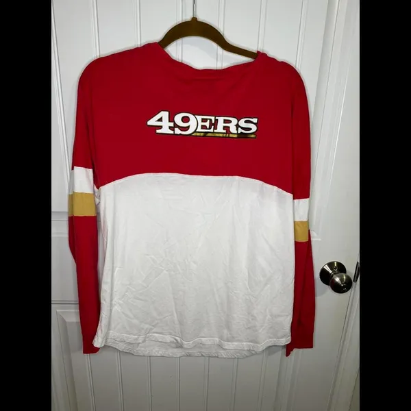 New Era Red/White San Francisco 49ers Athletic Varsity Lace-Up Long Sleeve - Image 5