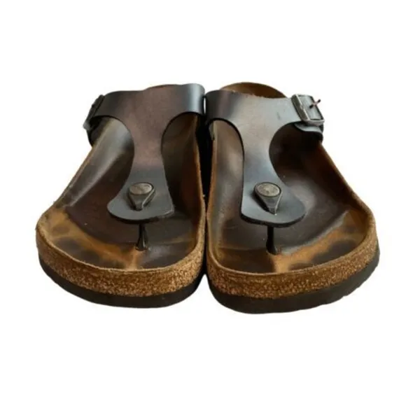 Birkenstock Gizeh Unisex Leather Sandal Icy Metallic Azure Blue EU 38 US W 7/7.5 - Image 5