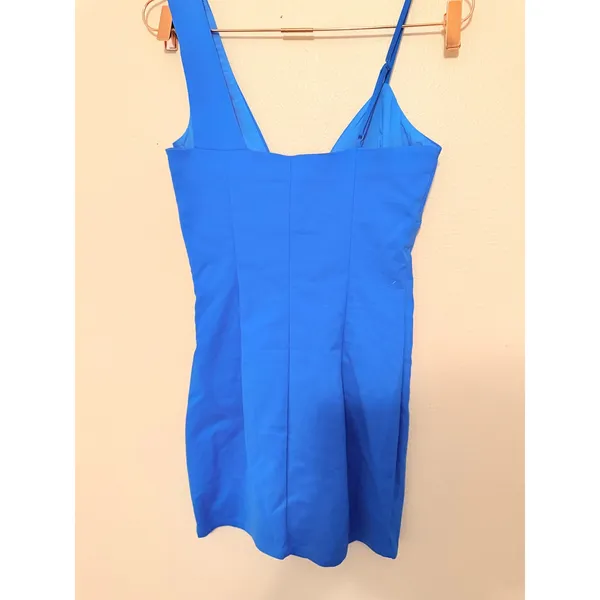 Superdown Mini Dress Women Small Blue Asymmetrical Bodycon Plunging V-Neck Party - Image 7