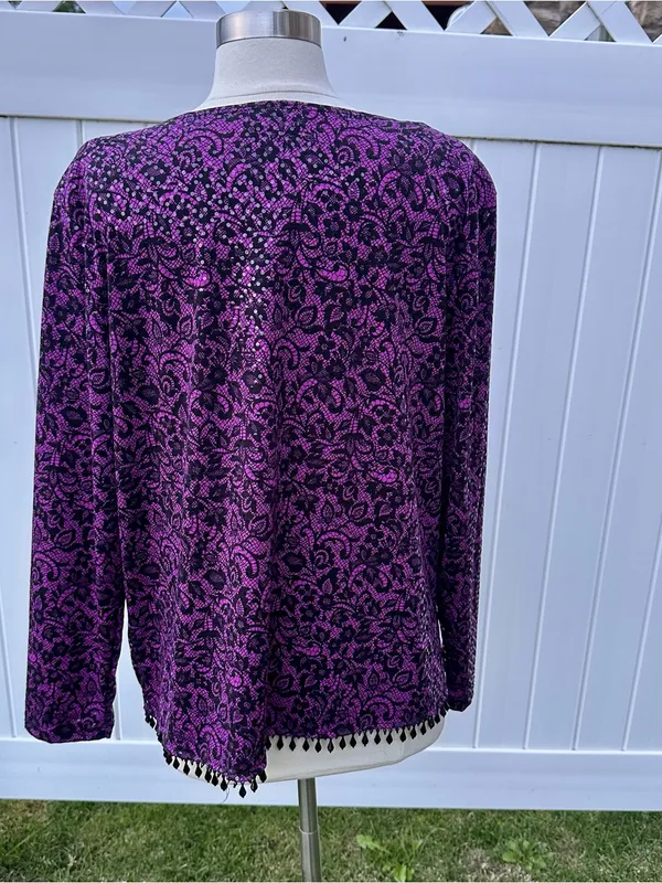 MSK Open Front Vintage Cardigan Evening Jacket Purple Size undefined - Image 8