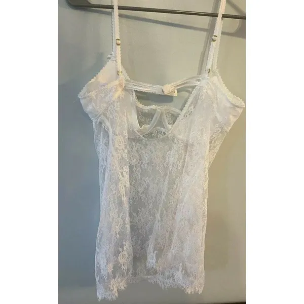 Victoria's Secret White Very Sexy Lace Babydoll Bra Cami Nightie VS Size Large - Image 2