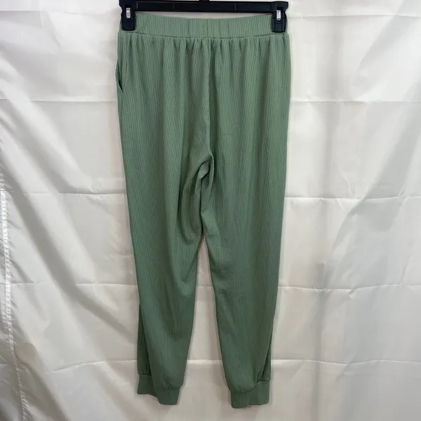 Women's green ribbed pull on‎ pocket stretch casual relaxed casual joggers pants - Image 5