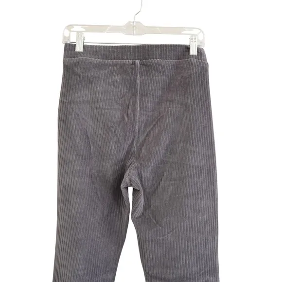 Aerie Ribbed Velour Flare‎ Pants Gray High Waisted Leggings Size Medium Cozy - Image 7