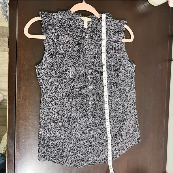 Rebecca Taylor Silk Blend Metallic Ruffle Sleeveless Blouse Size 00 - Image 7