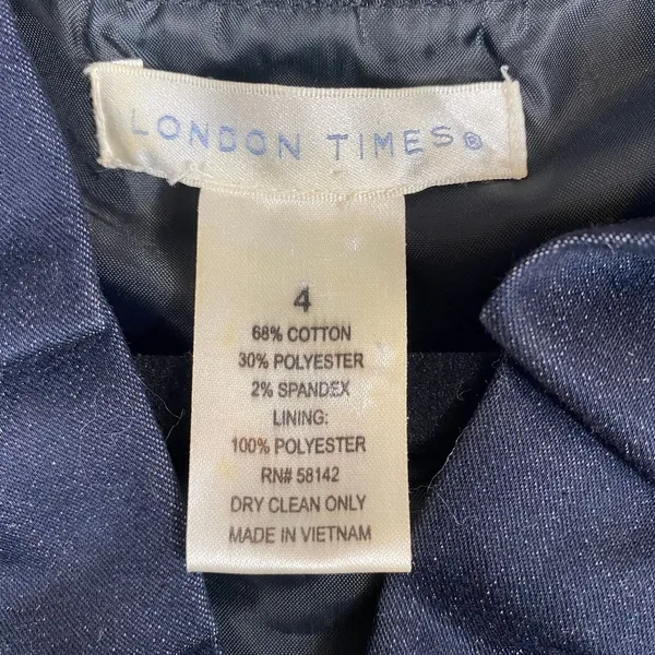 London Times Dark Blue Dress Size 4 - Image 4