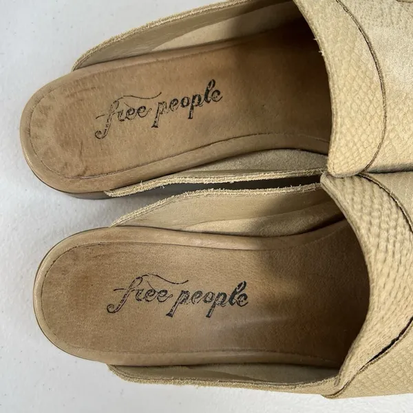 Free People Mules 39 At Ease 2.0 Loafer Suede Embossed Leather Cafe Beige Womens - Image 8