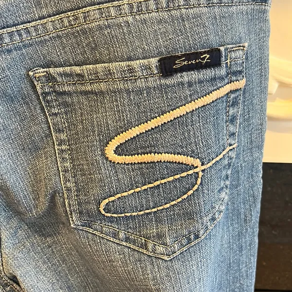 Comfy!  Jeans Flare Seven7 Womens 28 Denim - Image 9