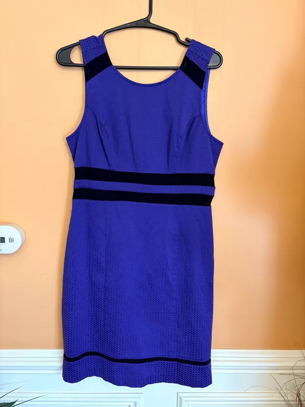 Walter Baker Cobalt Blue Mesh Sheath Cocktail Dress Sleeveless - Image 3