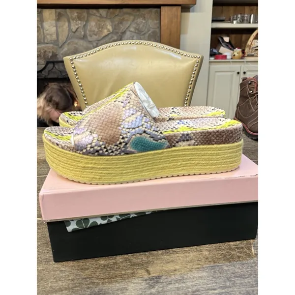 kate spade Zia‎ Espadrille Platform Sandal Snake Print Leather Slide Size 11 - Image 4