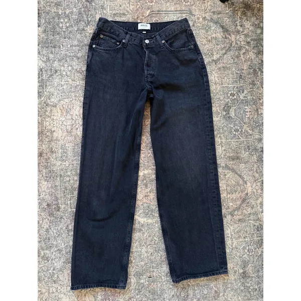 AGOLDE V-Waist Baggy Jeans 29 Washed Black Regenerative Cotton A208-1157 - Image 5