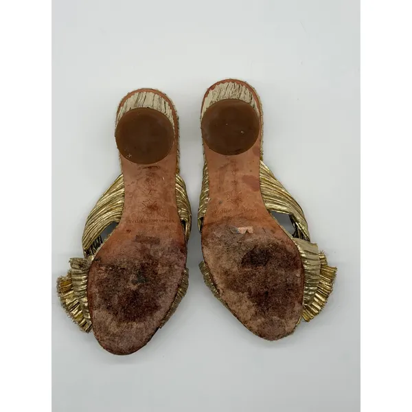 Loeffler Randall Womens Penny Pleated Bow Sandals Gold Size 7 - Image 7