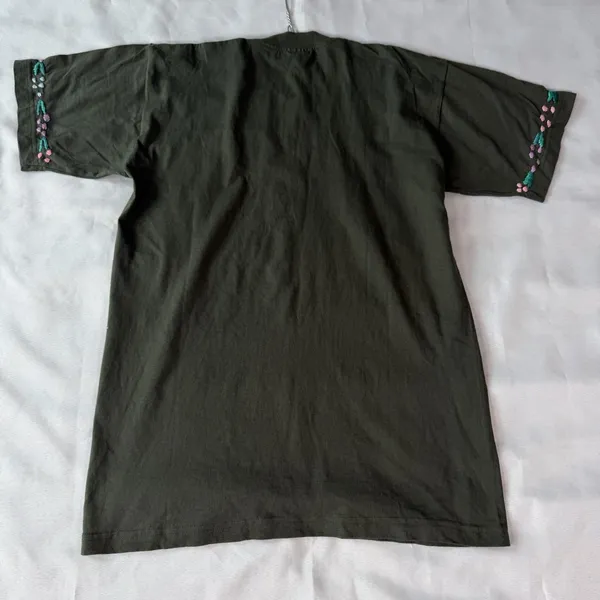 VTG Doris Guatemala T Shirt Sz L Floral Bird Embroidered Boho Folk‎ Art Festival - Image 9