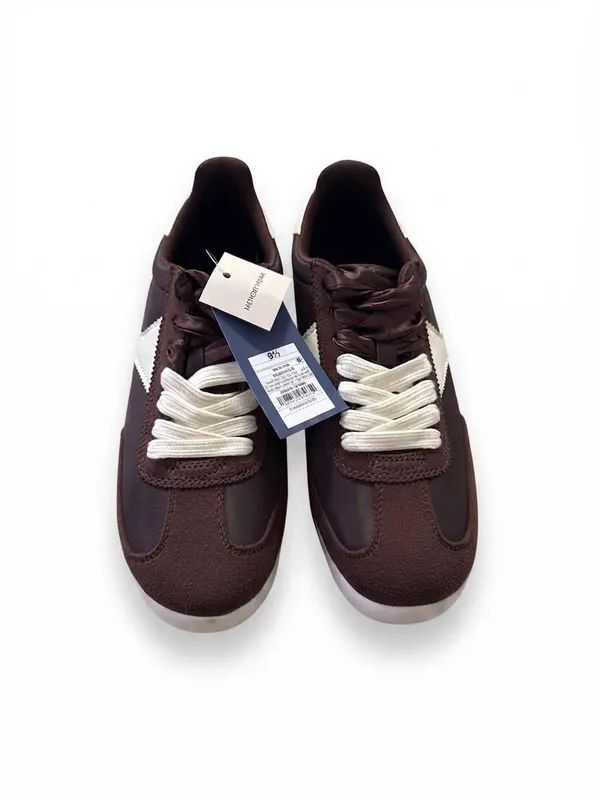 New Day Women’s Dark Brown & Cream Retro Lace-Up Sneakers – Memory Foam Shoes NWT - Image 3