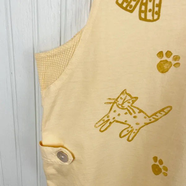 Vintage 90s Viva City USA Cat Painted Dress Size XL Cotton Artsy Cottagecore - Image 6